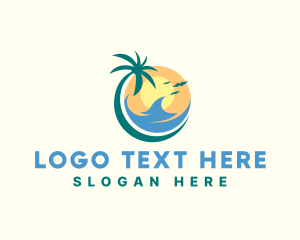 Sun - Ocean Wave Vacation Travel logo design