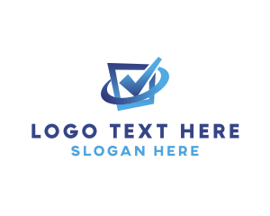 Correct - Gradient Blue Check box logo design