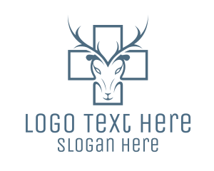 Medical - Cross Deer Antlers logo design