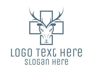 Cross Deer Antlers Logo