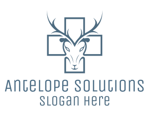 Cross Deer Antlers logo design