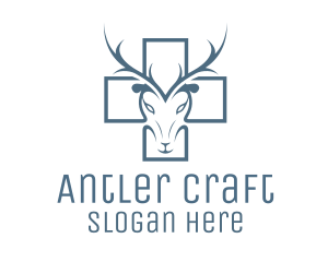 Antlers - Cross Deer Antlers logo design