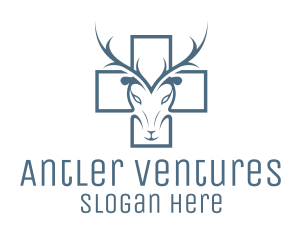 Cross Deer Antlers logo design