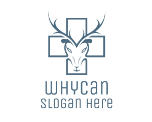 Grey - Cross Deer Antlers logo design