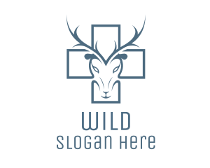Horns - Cross Deer Antlers logo design