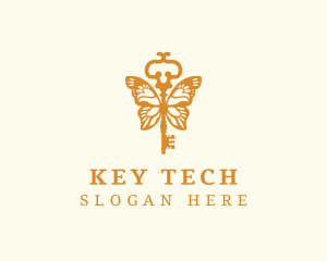 Orange Butterfly Key logo design