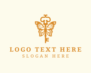 Butterfly - Orange Butterfly Key logo design