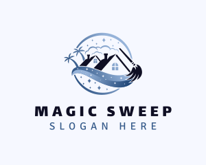 Resort Broom Housekeeping logo design