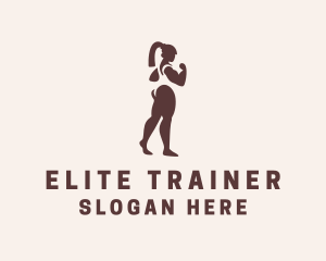 Fitness Bodybuilder Woman  logo design