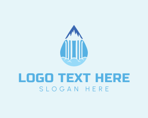 Mineral - Mountain Waterfall Droplet logo design