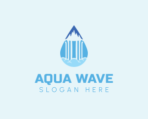 Mountain Waterfall Droplet logo design