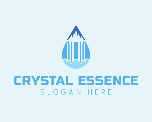 Mineral - Mountain Waterfall Droplet logo design