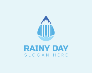 Mountain Waterfall Droplet logo design