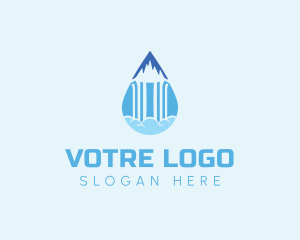 Mountaineer - Mountain Waterfall Droplet logo design