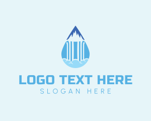 Drop - Mountain Waterfall Droplet logo design