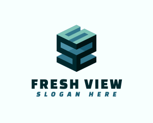 Perspective - Modern Tech 3D Cube Letter S logo design