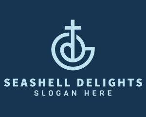 Seashell - Shell Cross Religion logo design