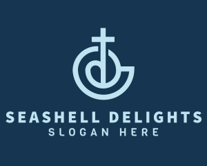 Shell Cross Religion logo design