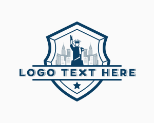 America - Liberty Statue Landmark logo design