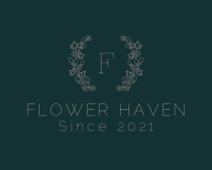 Flower Grapevine Wreath logo design