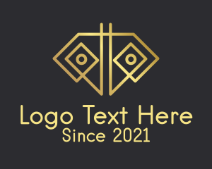 Gem - Golden Geometric Diamond logo design