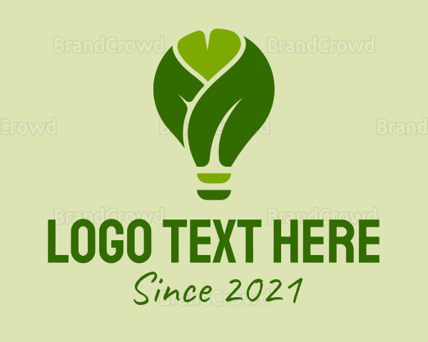 Green Leaf Light Bulb Logo