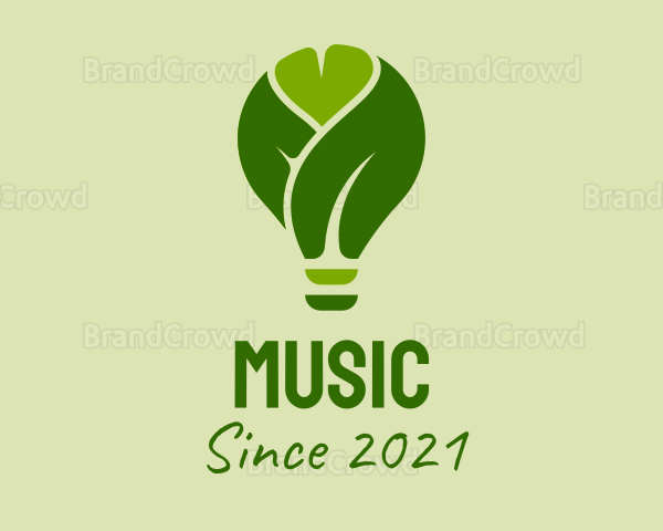 Green Leaf Light Bulb Logo