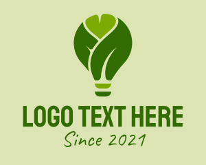 Green - Green Leaf Light Bulb logo design