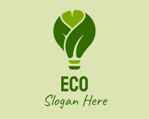 Green Leaf Light Bulb  Logo