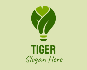 Green Leaf Light Bulb  Logo