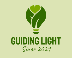 Green Leaf Light Bulb  logo design