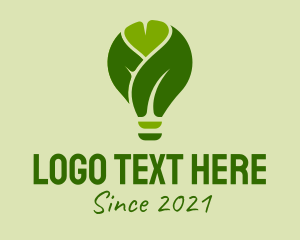 Light - Green Leaf Light Bulb logo design