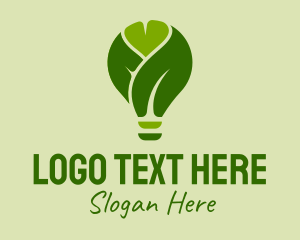 Green Leaf Light Bulb  Logo