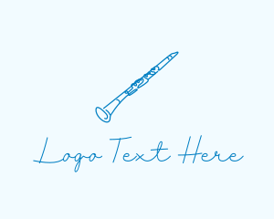 Line Art - Clarinet Musical Instrument logo design