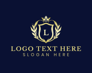 Leaves - Royalty Wreath Shield logo design