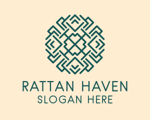 Rattan - Green Pattern Weaver logo design