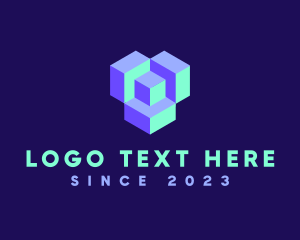 Hacker - 3D Cube Technology logo design
