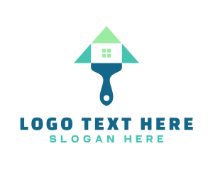 House Paint - Paint Brush Home logo design