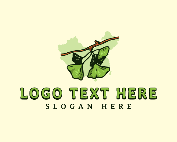 Map - Ginkgo Leaf China logo design