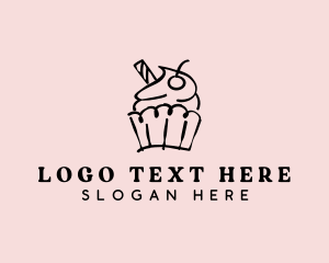 Handdrawn - Cupcake Sweet Dessert logo design