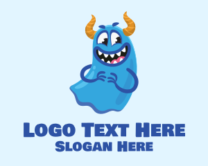 Monster - Cute Blue Slime Monster logo design