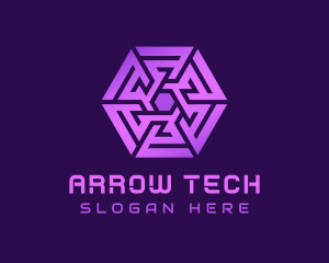 Purple Hexagon Tech Maze logo design