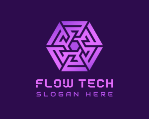 Purple Hexagon Tech Maze logo design