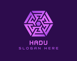 Programming - Purple Hexagon Tech Maze logo design