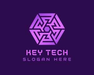 Purple Hexagon Tech Maze logo design