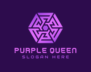 Purple Hexagon Tech Maze logo design