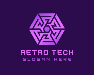 Purple Hexagon Tech Maze logo design