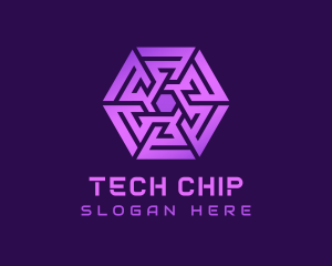 Purple Hexagon Tech Maze logo design