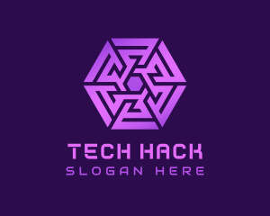 Purple Hexagon Tech Maze logo design