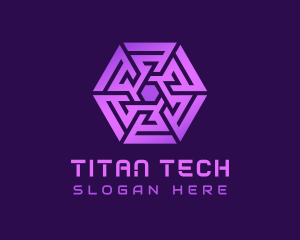 Purple Hexagon Tech Maze logo design